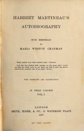Harriet Martineau's autobiography : in three volumes, 1