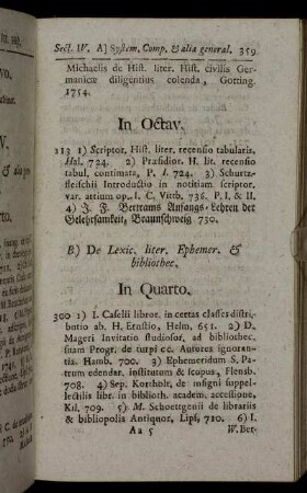 B) De Lexic. liter. Ephemer. & bibliothec.