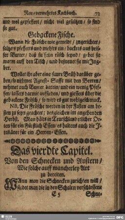 Das vierdte Capitel. Von den Schnecken und Austern