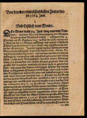 Von vier unterschiedlichen Zeiten dieses 1584. Jars.