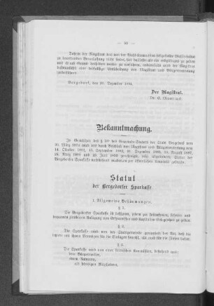 Statut der Bergedorfer Sparkasse.