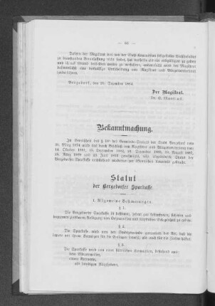 Statut der Bergedorfer Sparkasse.