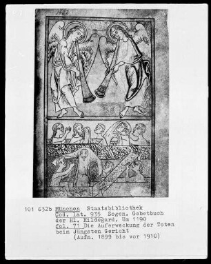 Sogenanntes Gebetbuch der heiligen Hildegard — Die Auferweckung der Toten beim Jüngsten Gericht, Folio 70verso