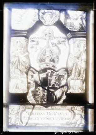 Rathaus; Wappenscheibe, Martinus Drei Gratia Episcopus