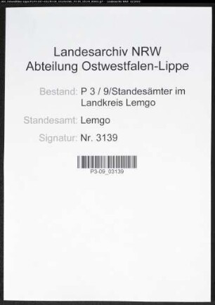 Sterberegister Standesamt Lemgo