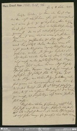 Eigenh. Brief von Johann Carl Fürchtegott Schlegel an August Wilhelm von Schlegel, Hannover, 04.02.1810