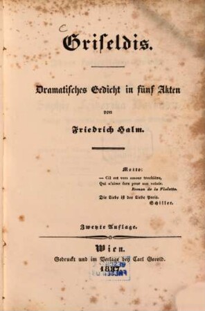 Griseldis : dramatisches Gedicht in fünf Akten
