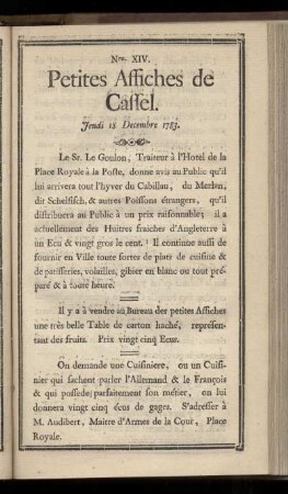 No XIV (Jeudi 18 Decembre 1783)