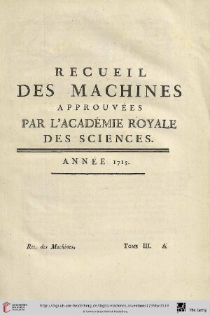 Recueil des Machines Année 1713