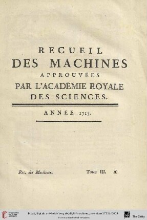 Recueil des Machines Année 1713