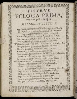 Tityrus. Ecloga Prima, tempore pestis scripta.