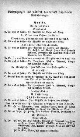 Berichtigungen und während des Drucks eingetretene Veränderungen