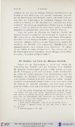 III. Struktur und Form der flüssigen Kristalle.