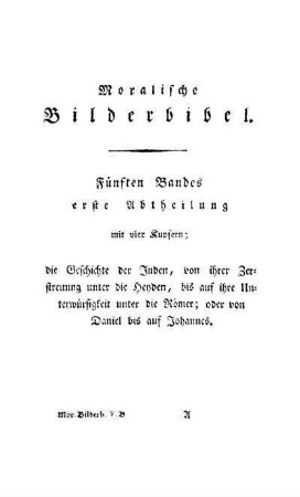 Fünften Bandes erste Abtheilung