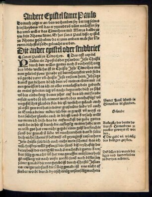 Die ander epistel oder sendbrief sancti Pauli zu Timotheo.