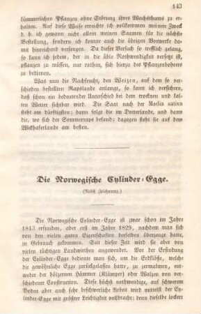 Die Norwegische Cylinder-Egge.