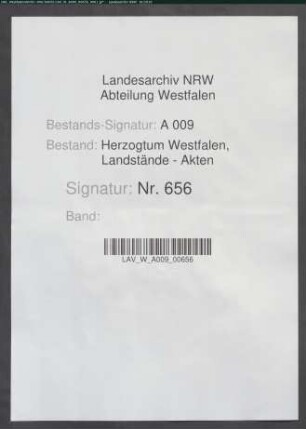 Instruktionen für die zum Landtag nach Arnsberg gesandten Deputierten des Domkapitels