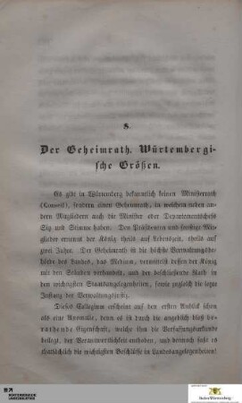 Der Geheimrath. Würtembergische Größen.
