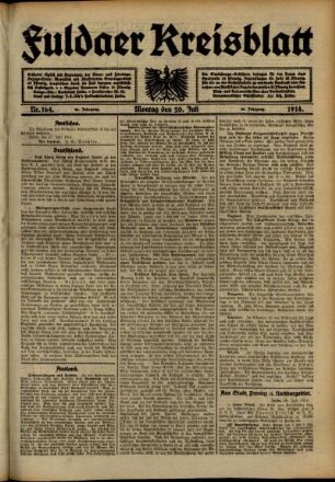 Ausgabe vom Montag, den 20. Juli 1914.