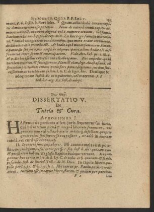 Dissertatio V. De Tutela & Cura