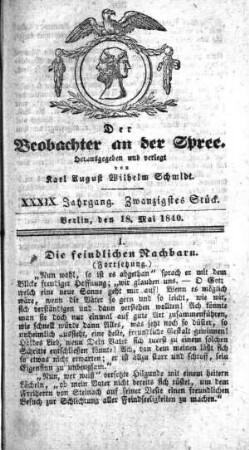 20. Stueck, 18. Mai 1840