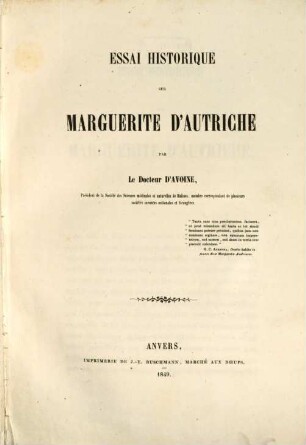 Essai historique sur Marguerite d'Autriche