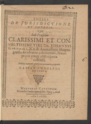 Theses De Iurisdictione Et Imperio