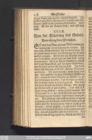 CCIX. Von der Erhörung des Gebets. Dein Hertz, dein Prophet.