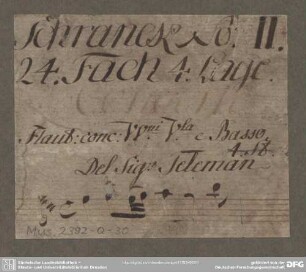 Quartets - Mus.2392-Q-30 : fl, vl, vlc, bc - D; TWV 43:D 1