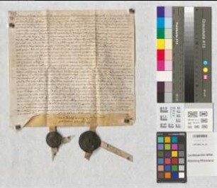 Vererbpachtung von Land zu Baesweiler, besiegelt von dem Schultheiß Simonius Ritz und den Schöffen.