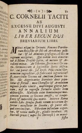 81-152, Ab Excessu Divi Augusti Annalium. Liber Secundus