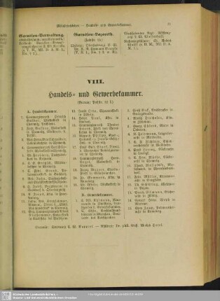 VIII. Handels- und Gewerbekammer