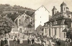 Die Quellen von Karlsbad : Die Quellen von Karlsbad. Aquarell (1801/1860). Dresden: Ehemals Sammlung Nathansohn