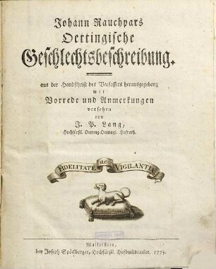 Johann Rauchpars Oettingische Geschlechtsbeschreibung