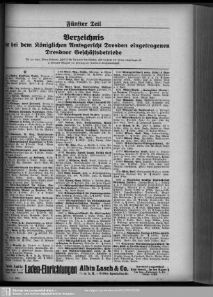 Handelsregister : Verzeichnis der bei dem königlichen Amtsgericht Dresden eingetragenen Dresdner Geschäftsbetriebe