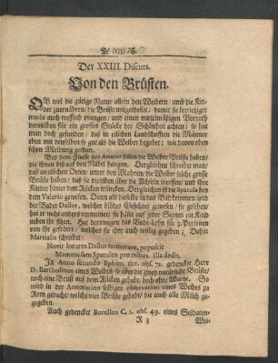 Der XXIII. Discurs. Von den Brüsten.