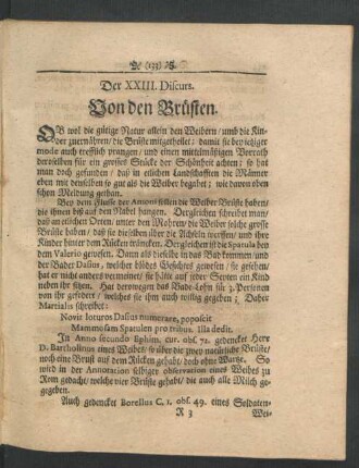Der XXIII. Discurs. Von den Brüsten.