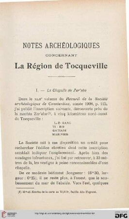 Sér. 5: Notes archéologiques concernant la région de Tocqueville
