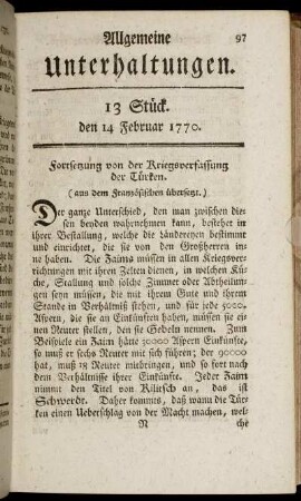 13 Stück. den 14 Februar 1770.
