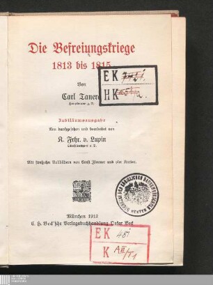 Die Befreiungskriege 1813 bis 1815