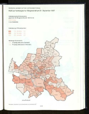 Veränderung der Stimmenanteile gegenüber der Bürgerschaftswahl 1993 für die STATT Partei in den Stadtteilen