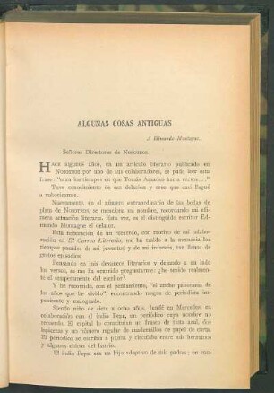 Algunas cosas antiguas
