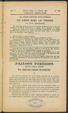 1921005205: Pájaros perdidos (novela original, inédita)
