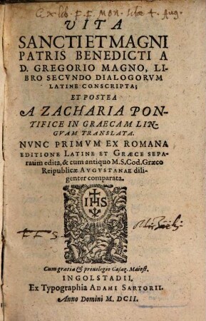 Vita Sancti et Magni Patris Benedicti