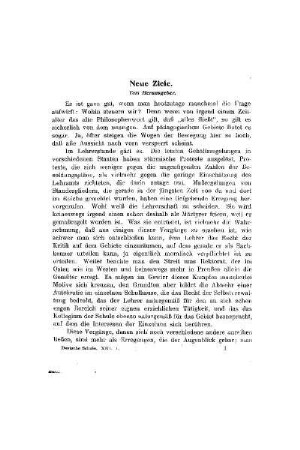 Neue Ziele