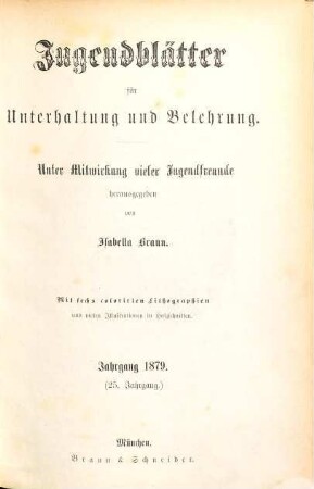 Jugendblätter. 1879 = Jg. 25