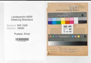 Entnazifizierung Ernst Puetzer , geb. 24.04.1912 (Kaufmaennischer Angestellter)