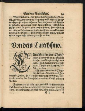 Von dem Catechismo.