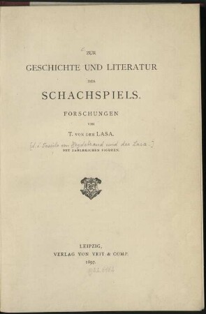 Zur Geschichte und Literatur des Schachspiels : Forschungen