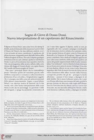 Sogno di Giove di Dosso Dossi : Nuova interpretazione di un capolavoro del Rinascimento